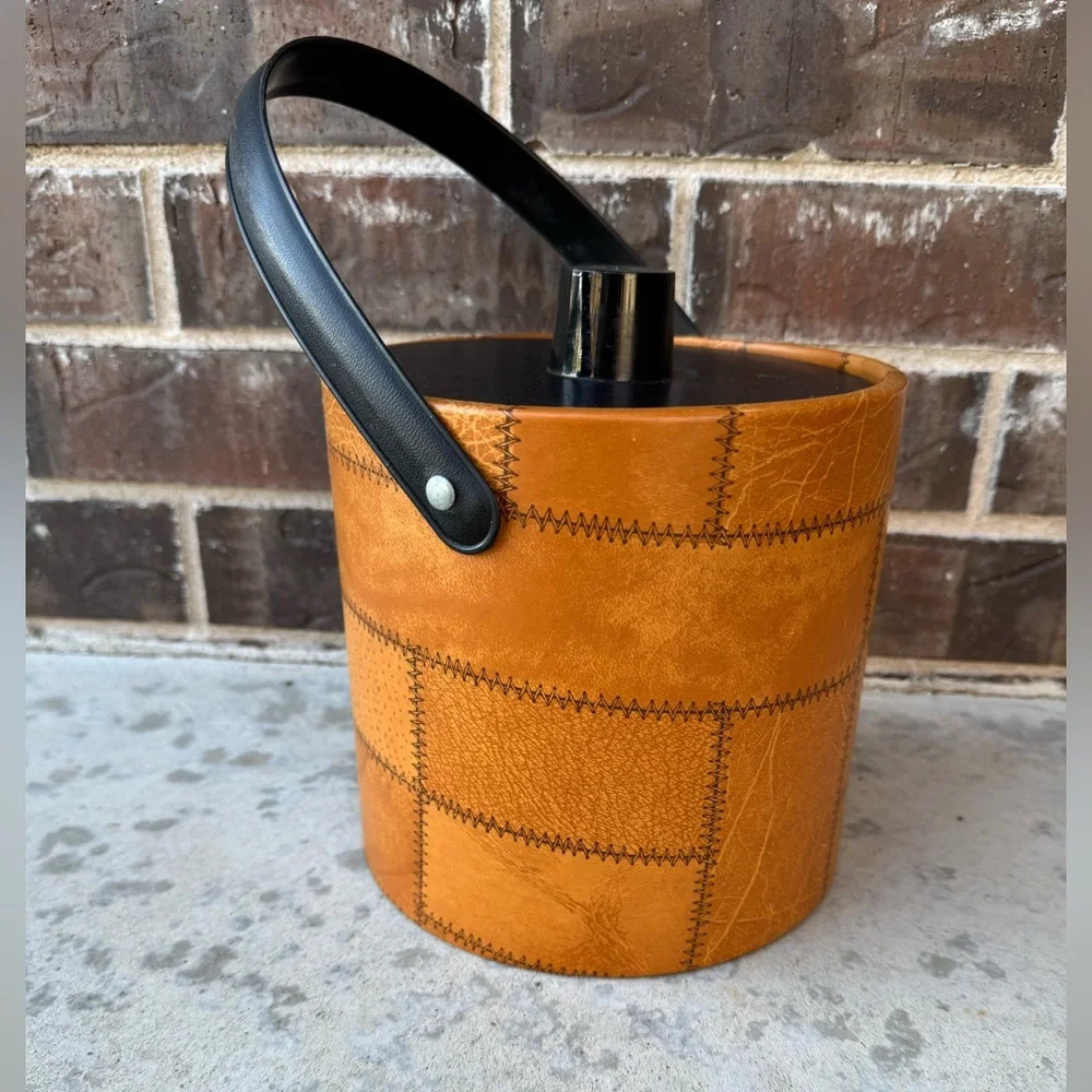 MCM Irvinware Faux Leather Ice Bucket